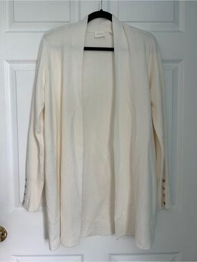 Cyrus Open-Front Cream Cardigan Sweater